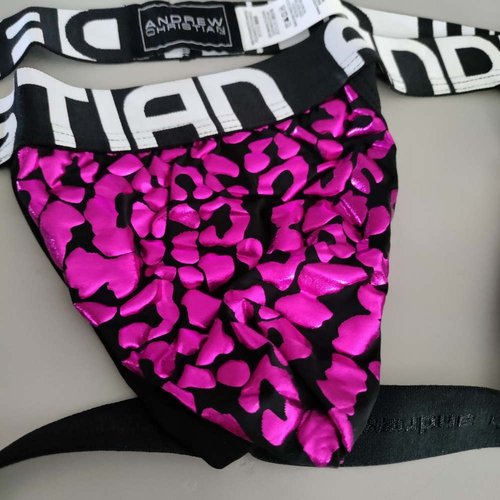 Andrew Christian Med jock leopard print purple pink fuschia metallic S M L N… - Picture 5 of 9